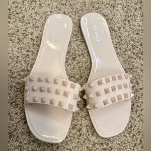 Steve Madden Women's Drina Parallel Blush Studded Slide Sandals